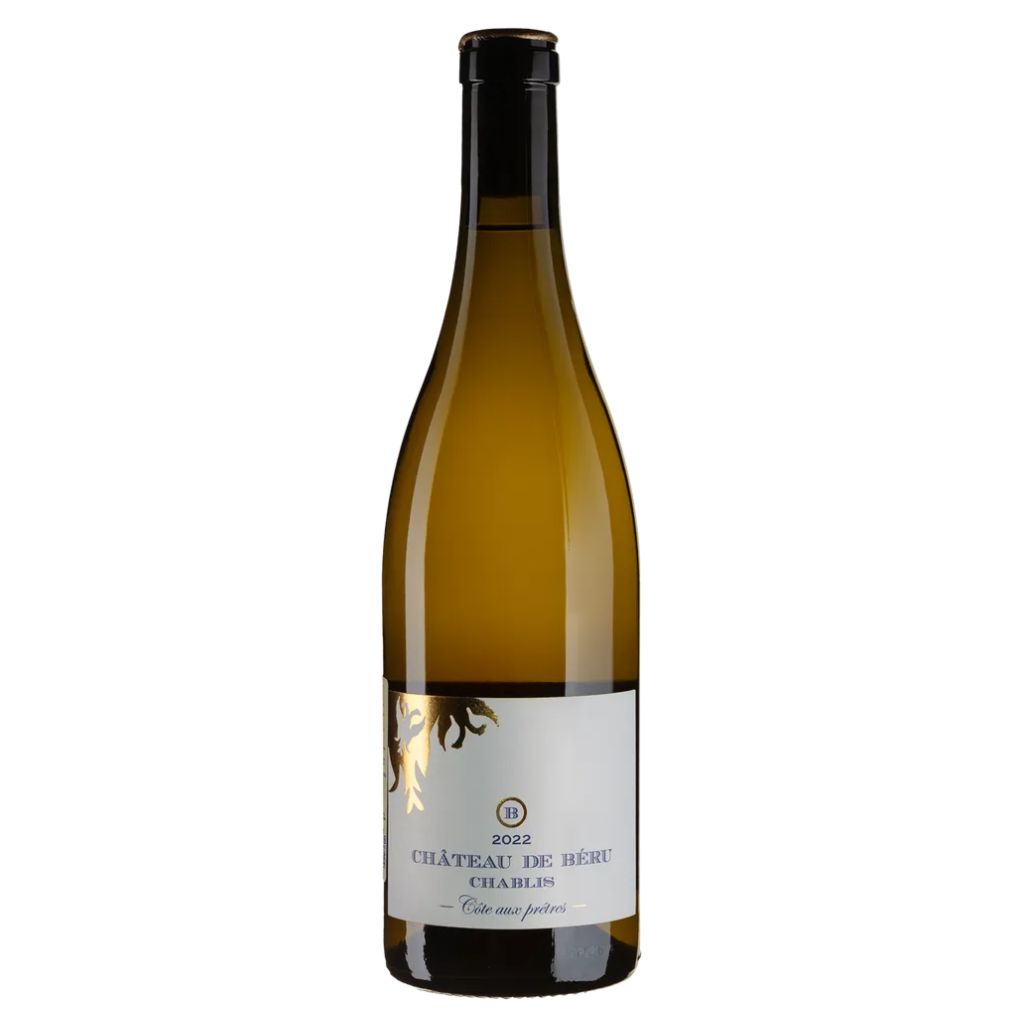 Вино Chateau de Beru Шаблі Кот О Претр 2022 / Chablis Cote Aux Pretres виноградне натуральне біле сухе 0.75 л